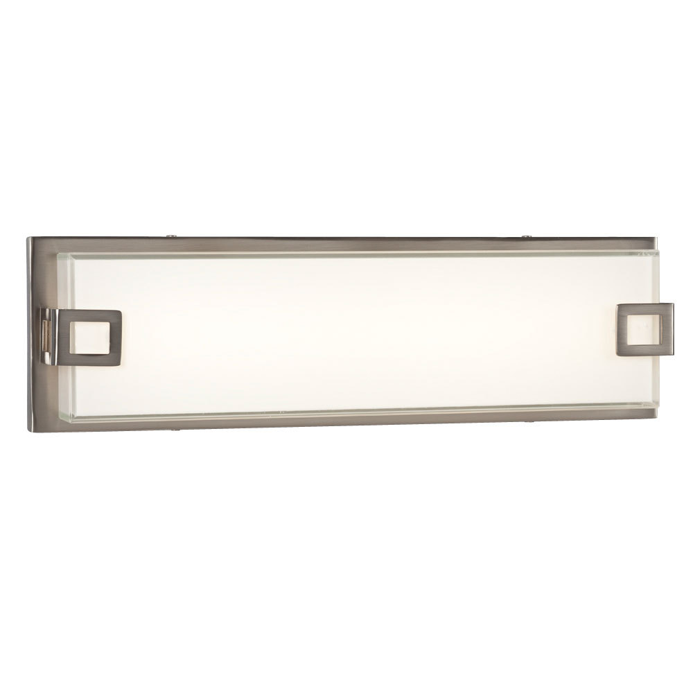 LED Bath & Vanity Light - in Brushed Nickel finish with White Glass (Dimmable, 3000K)