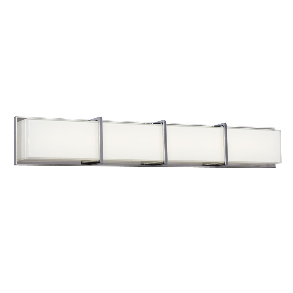 LED Bath & Vanity Light - in Polished Chrome finish with White Glass (Dimmable, 3000K)