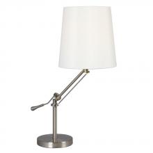 Galaxy Lighting 514850BN/WH - 1-Light Table Lamp - Brushed Nickel with White Linen Fabric Shade & Adjustable Arm
