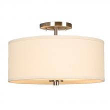 Galaxy Lighting L613048BN010A1 - LED Semi-Flush Mount Ceiling Light -  in Brushed Nickel finish with Off-White Linen Shade