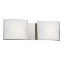 Galaxy Lighting 723307BN - 2-Light Vanity Brushed Nickel with Curved Satin White Glass Shades