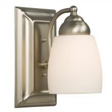 Galaxy Lighting ES724131BN - 1-Light Bath & Vanity Light - in Brushed Nickel finish with Satin White Glass