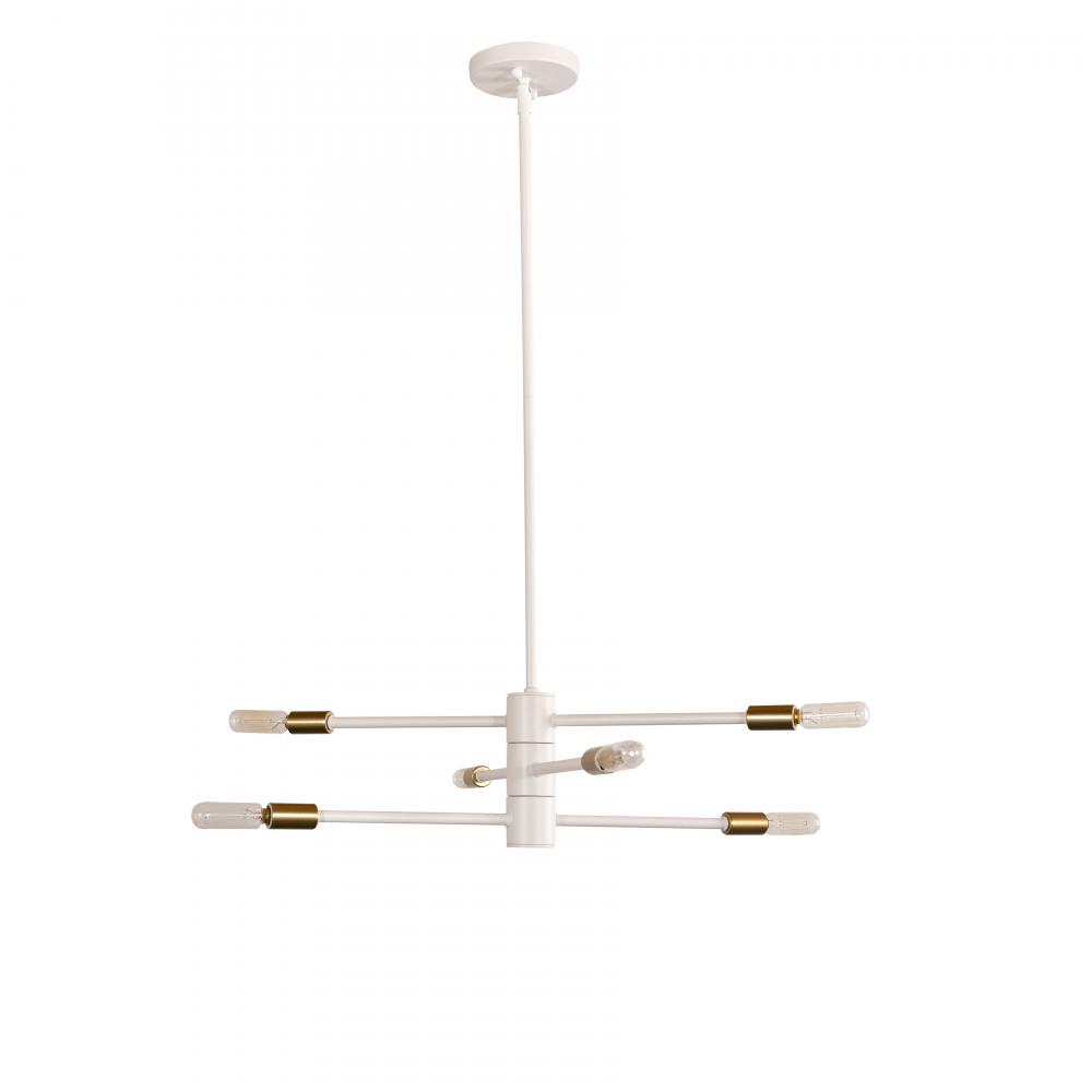 Barcelona - 6 Light Pendant in Matte White and Soft Gold