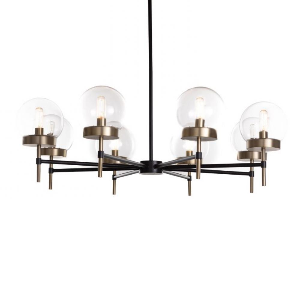 Liberty - 8 Light 36" Chandelier in Black/Soft Gold with Clear Glass