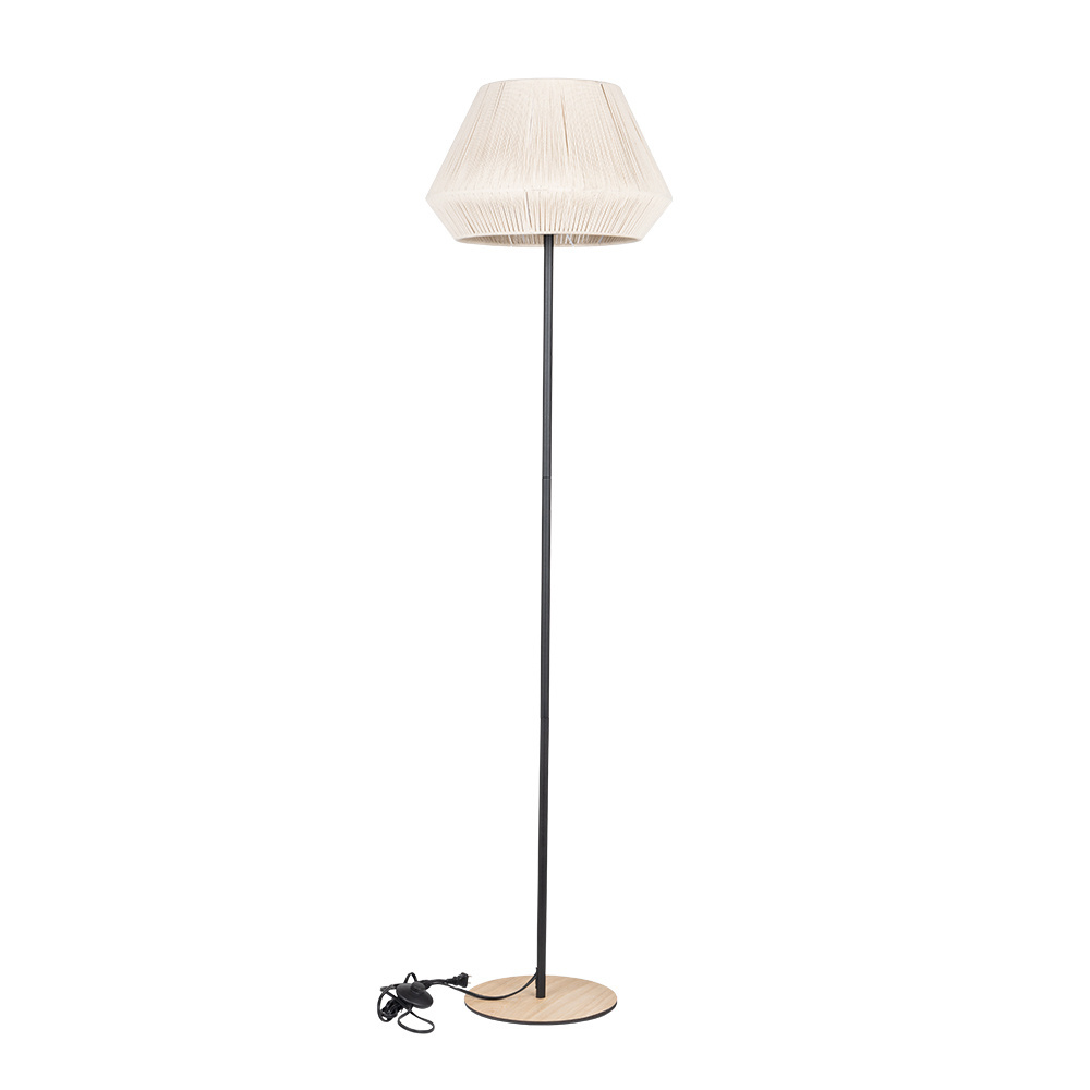 1 LT Floor Lamp w/ Black Finish & Cream Textile Thread Shade
