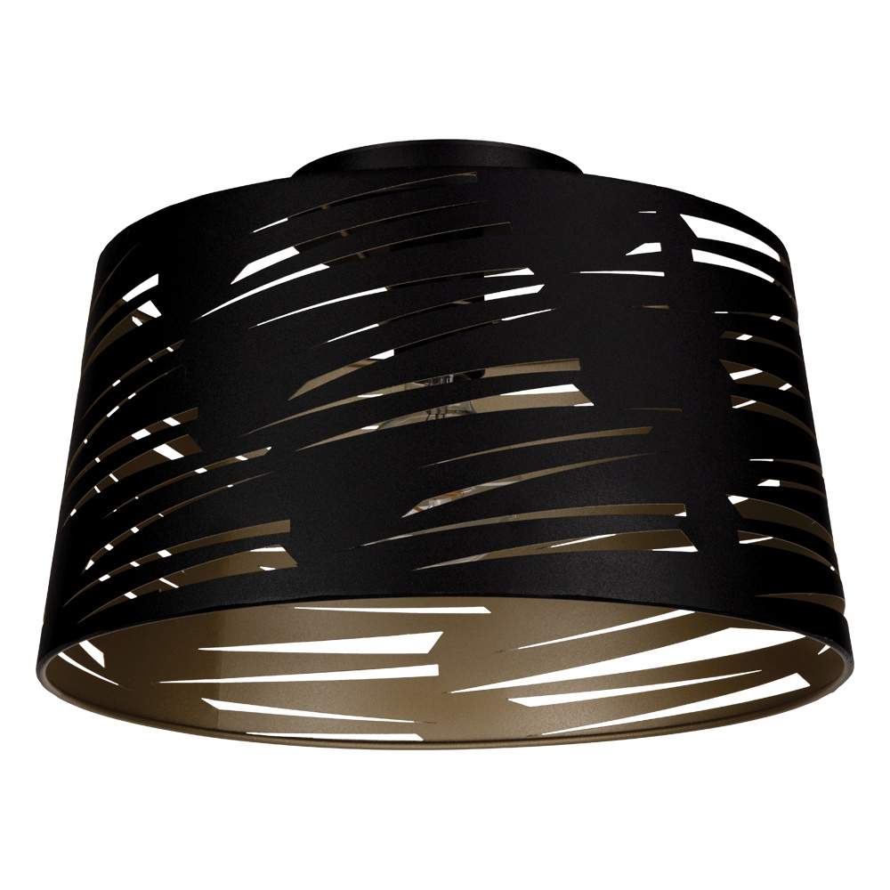 1 LT Ceiling Light w/ Black Finish & Black w/ Gold Interior Shade