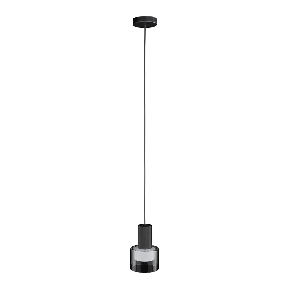 1 LT Mini Pendant w/ Black Finish & White Interior & Clear Outer Glass Shade