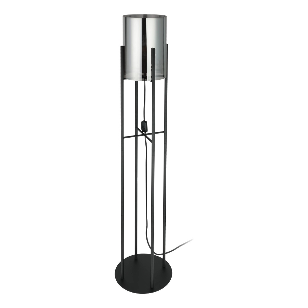 1 LT Floor Lamp w/ Black Finish & Metalic moked Glass Shade