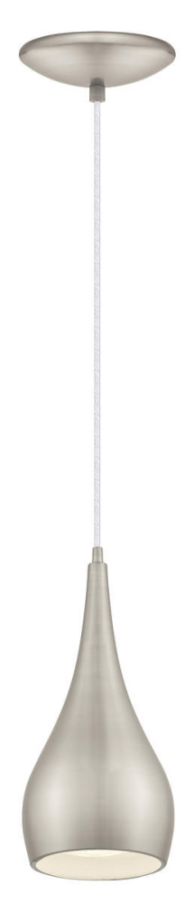 1 LT Mini Pendant w/ Matte Nickel Finish & Matte Nickel w/ White Interior Metal Shade
