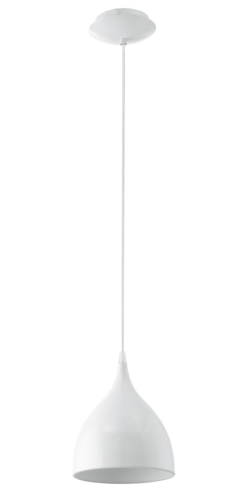 1 LT Pendant w/ White Finish & Glossy White Metal Shade