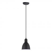 Eglo Canada 49464A - 1 LT Mini Pendant w/ Black Finish & Black w/ White Interior Shade