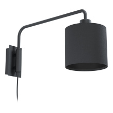 Eglo Canada 99348A - 1 LT Wall Light w/ Black Finish & Black Fabric Shade