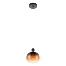 Eglo Canada 99614A - 1 LT Pendant w/Black Finish & Vaporized Amber Glass Shade