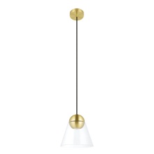 Eglo Canada 99628A - 1 LT Mini Pendant w/ a Brushed Brass Finish & Clear Cone Glass Shade