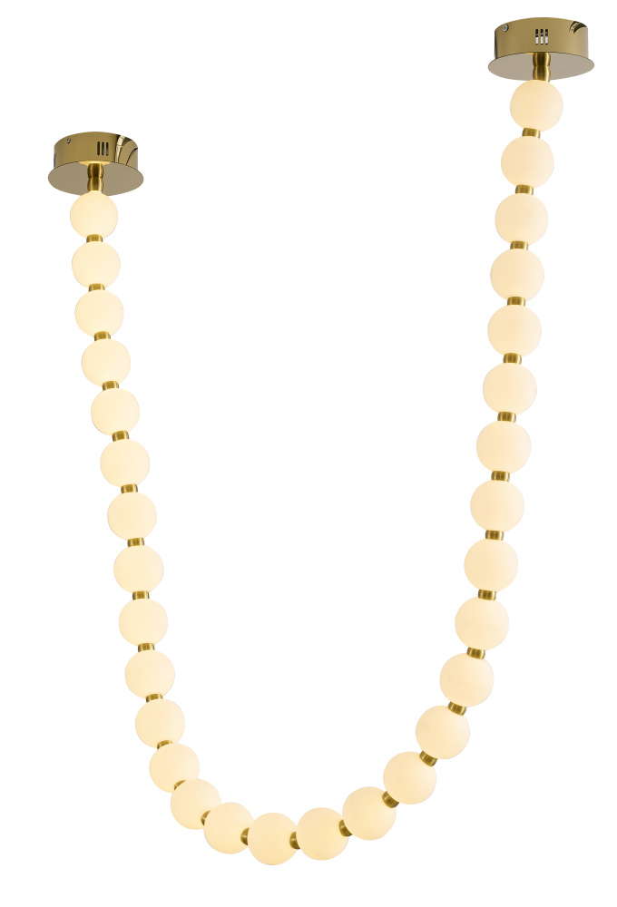 30-Light Brass LED Chandelier With White Acrylic Ball Shades