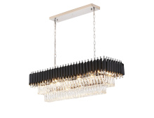 Bethel International Canada GL412C38CH - Black and Chrome Rectangular Frame Chandelier