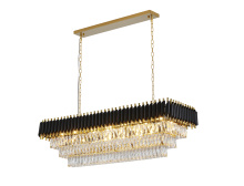 Bethel International Canada GL412C48G - Black and Gold Rectangular Frame Chandelier