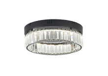 Bethel International Canada GL447FM14BK - 1-Light Black Dimmable LED Flush Mount With Clear Crystals