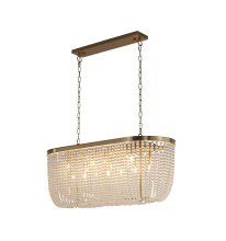 Bethel International Canada LA64C50G - 6-Light Gold Oval Chandelier With Clear Beaded hanging Crystals