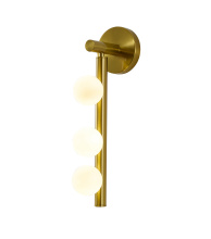 Bethel International Canada WG02W19BR - 3-Light Satin Brass Metal Wall Sconce With White Glass Shades
