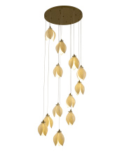 Bethel International Canada ZA43C24BR - 12-Light Bronze Single Pendant With Cream Ceramic Flowers