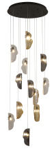 Bethel International Canada ZP144C24BLK - 12-Light Black Chandelier With Clear, Smoke, And Amber Glass Accents